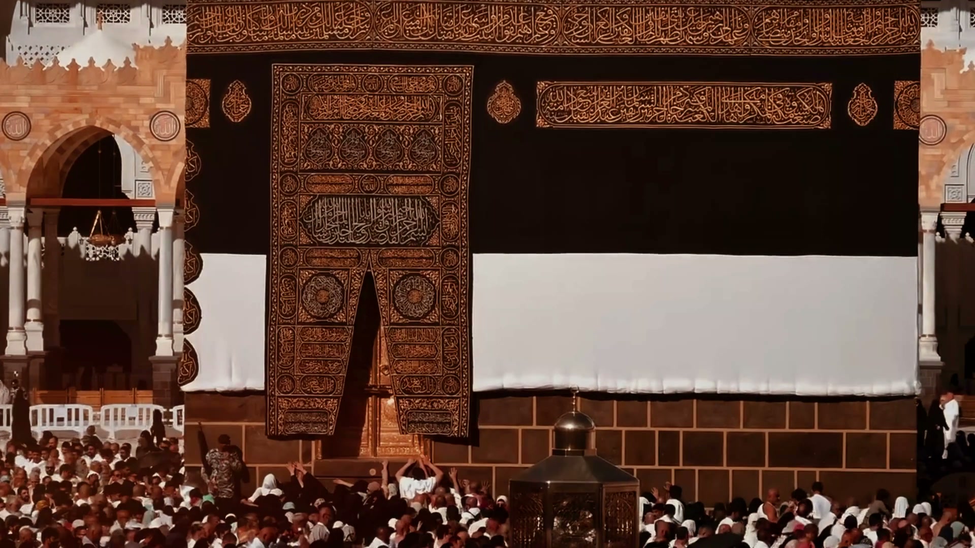 The gold-embroidered Kiswah of the Holy Kaaba, Masjid al-Haram, Makkah
